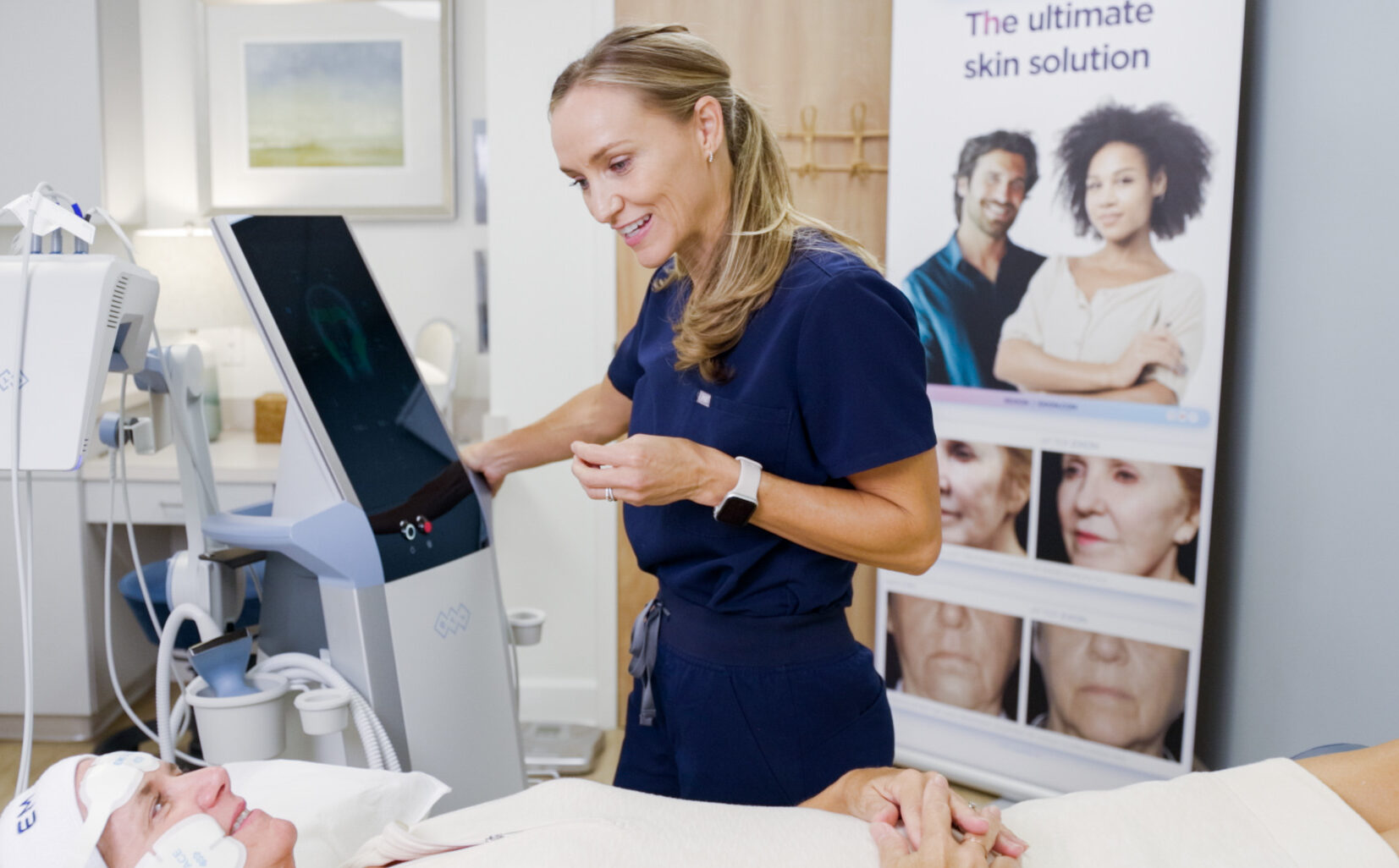 An InterveneMD provider is discuss skincare in Mt. Pleasant with a patient.