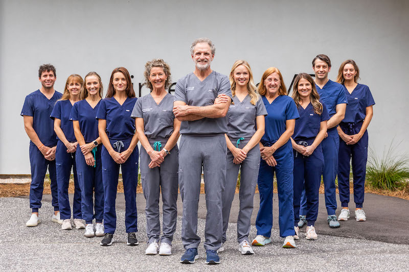 The team of providers at InterveneMD weight loss clinic in Mt. Pleasant, SC, are standing and smiling.