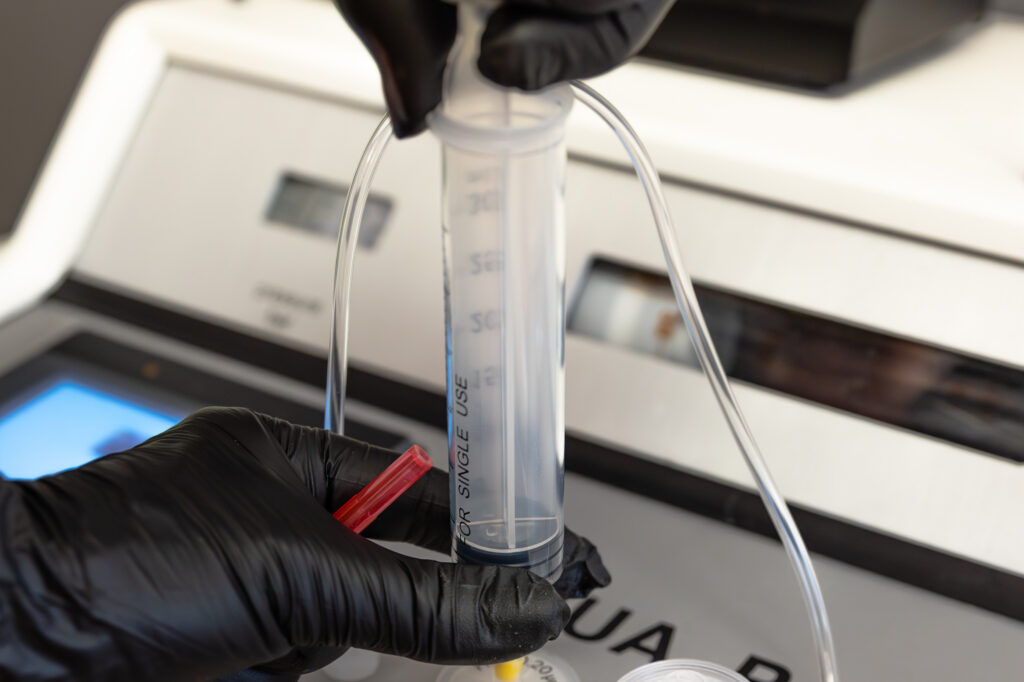 A provider uses an ozone machine